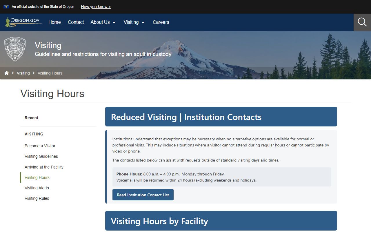 Powder River Correctional Facility ODOC visiting hours